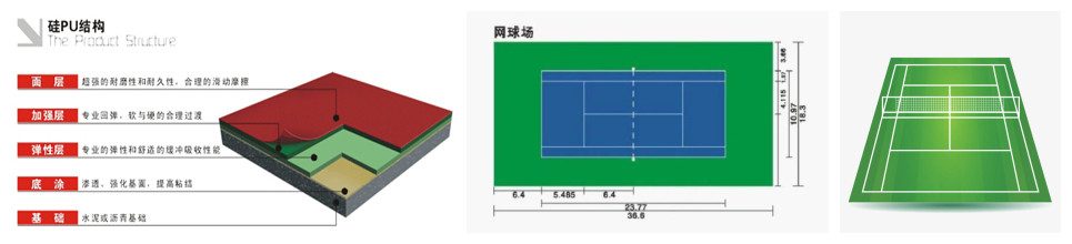 康体地坪硅PU网球场